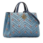 Gucci GG Marmont Flora Denim Satchel (SHG-dKHQjj)