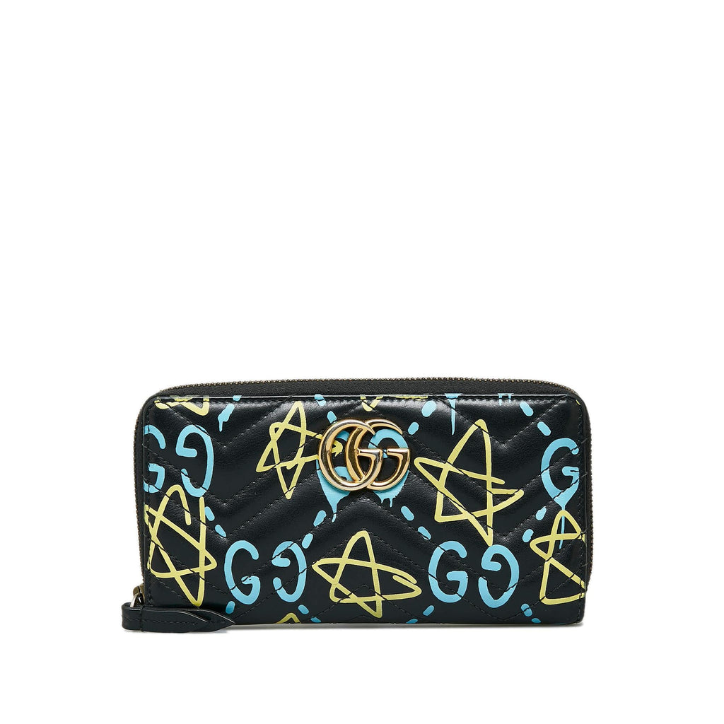 Gucci GG Marmont Ghost Leather Zip Around Wallet (SHG-d6GYxJ)
