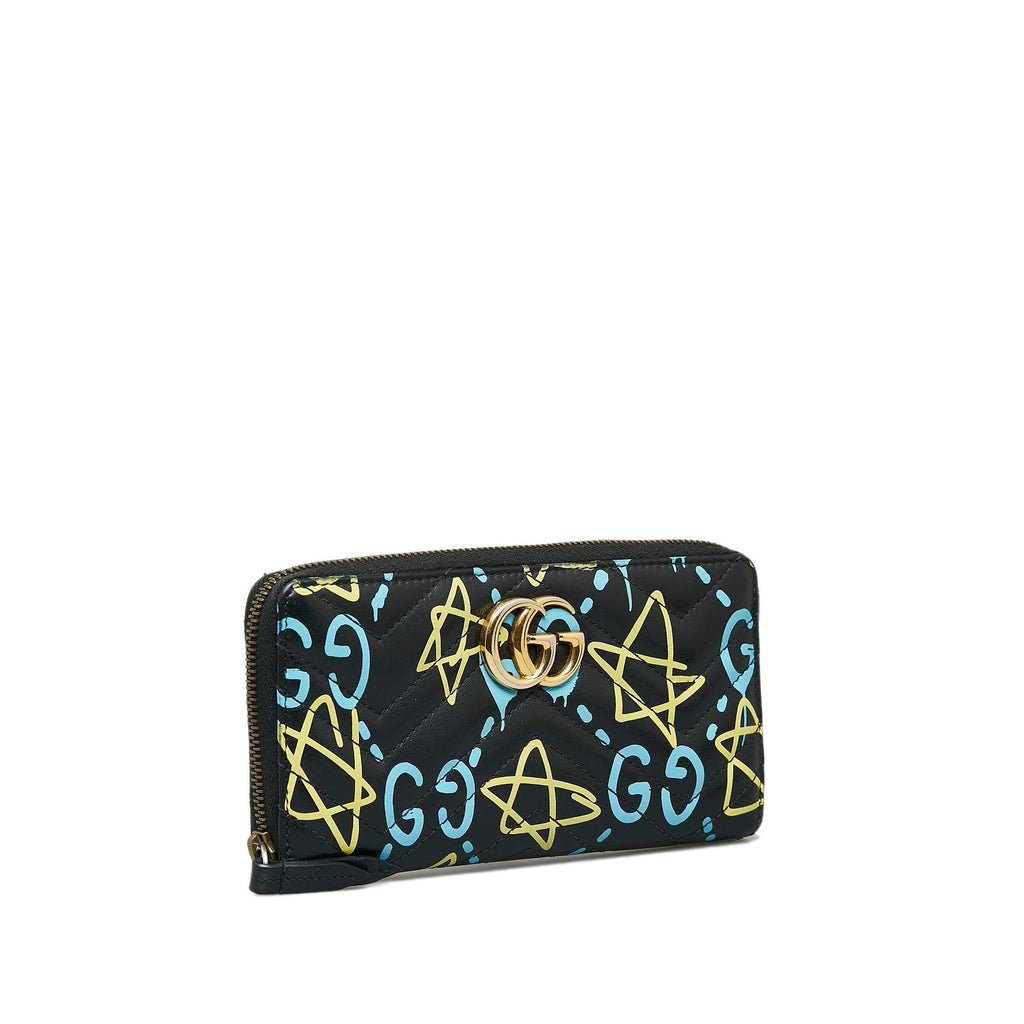 Gucci GG Marmont Ghost Leather Zip Around Wallet (SHG-d6GYxJ)