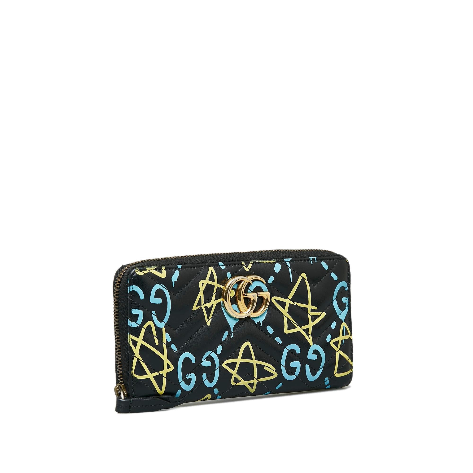Gucci GG Marmont Ghost Leather Zip Around Wallet (SHG-d6GYxJ)