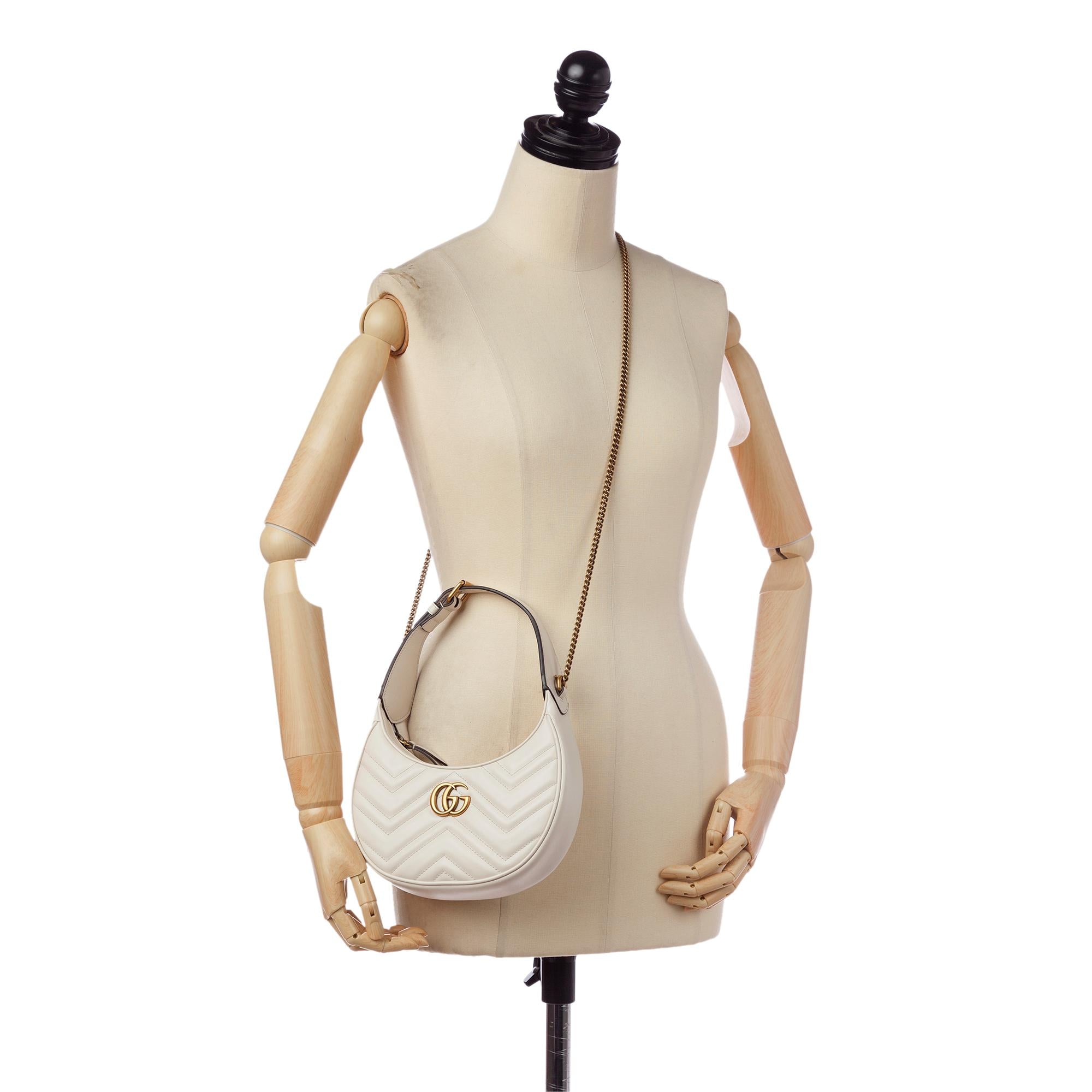 Gucci GG Marmont Half Moon Shaped Matelasse Leather Satchel (SHG-34298)