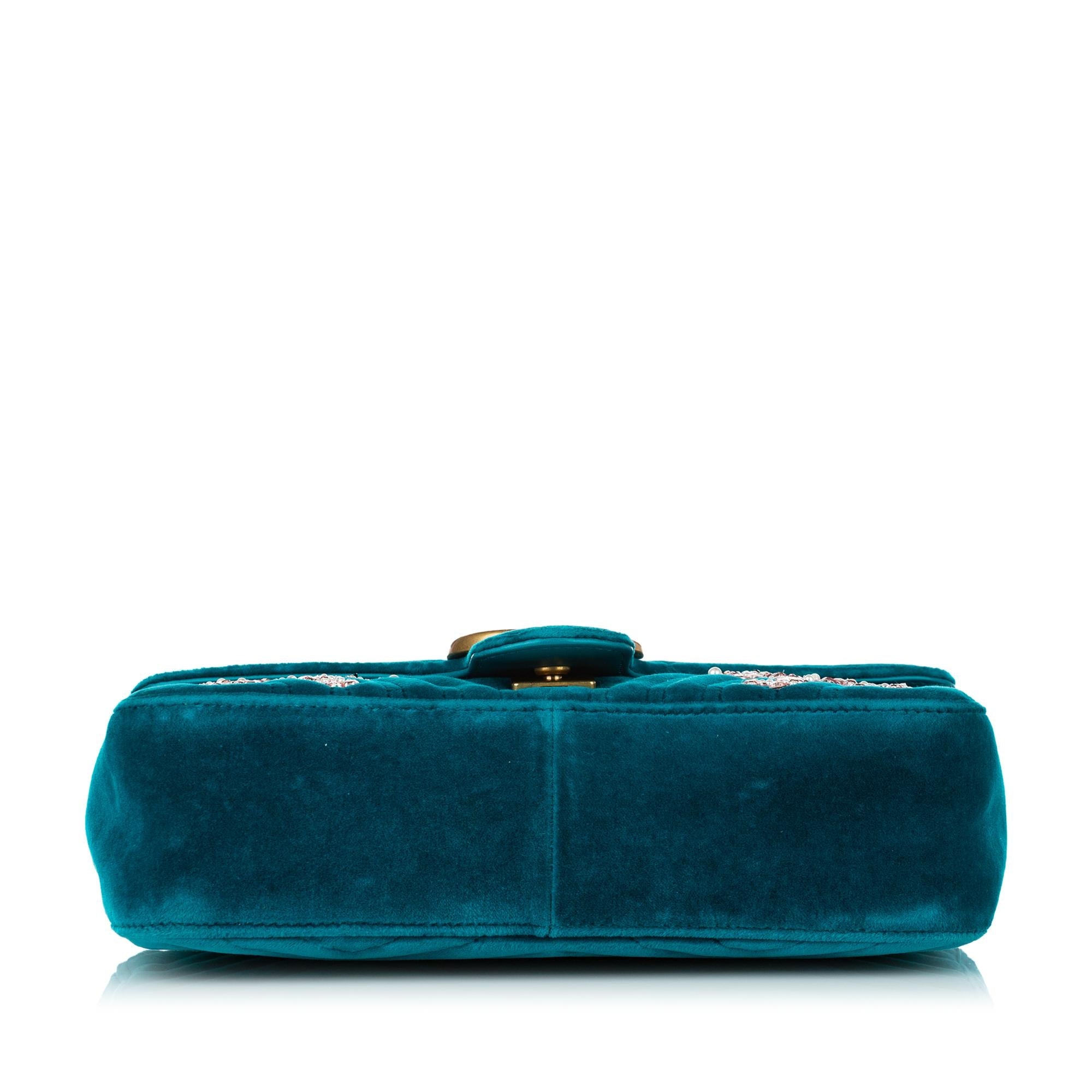 Gucci GG Marmont Matelasse Embellished Velvet Crossbody Bag (SHG-30293)