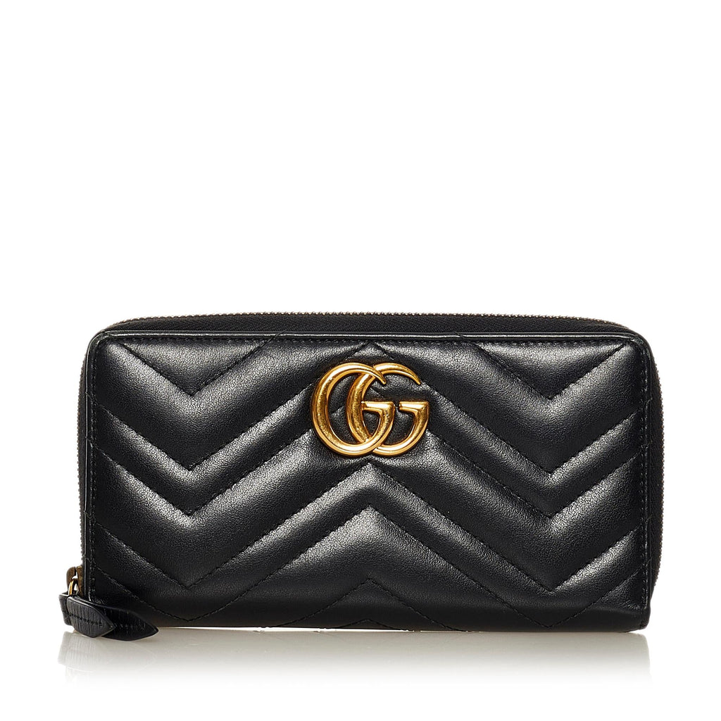 Gucci GG Marmont Matelasse Leather Zip Around Wallet (SHG-34290)
