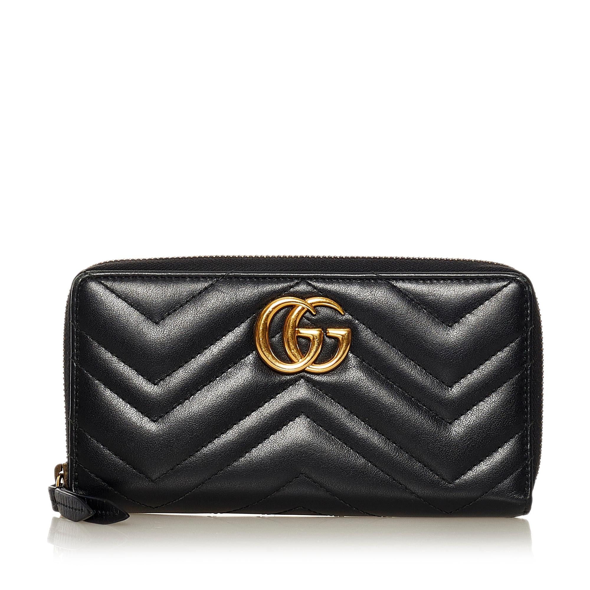 Gucci GG Marmont Matelasse Leather Zip Around Wallet (SHG-34290)