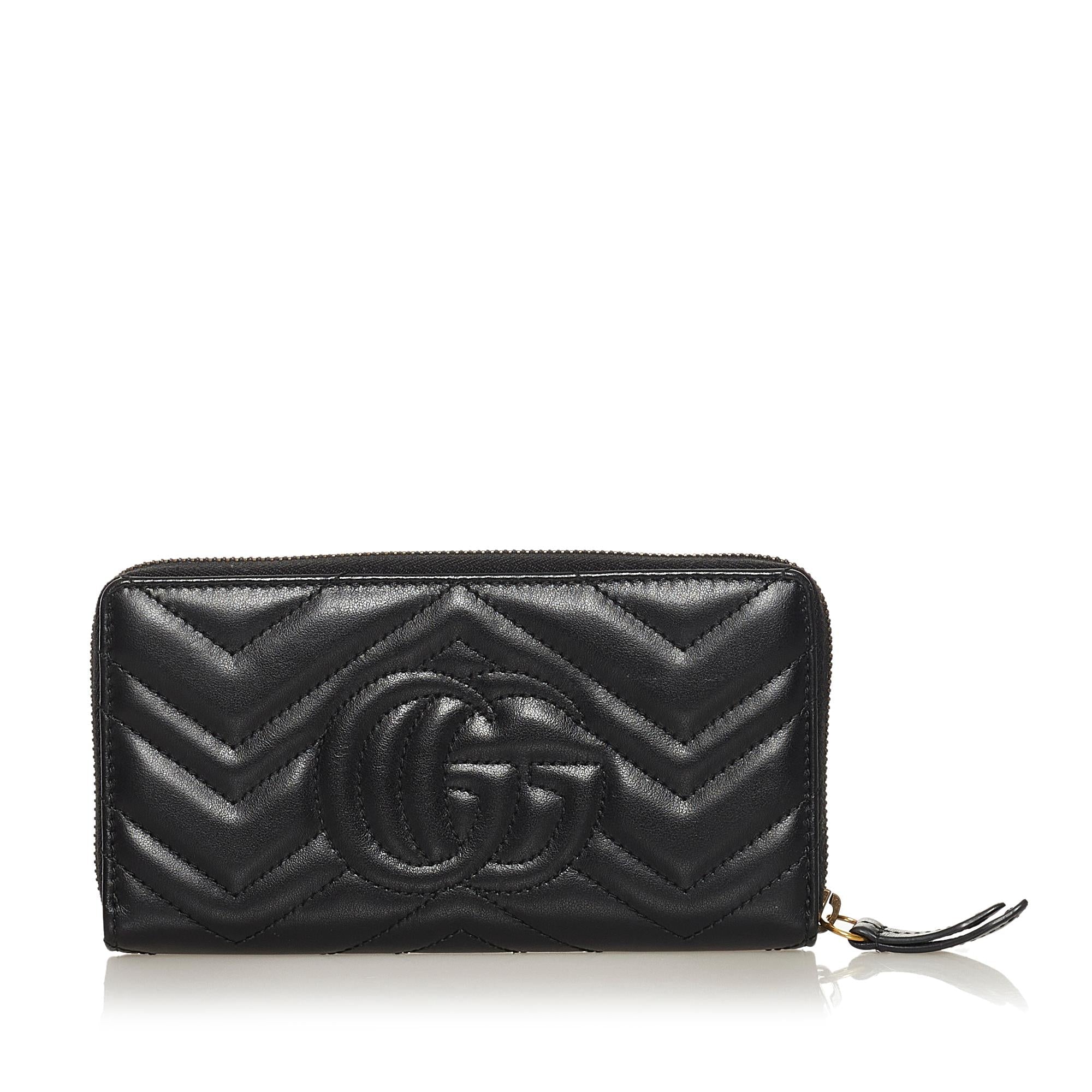 Gucci GG Marmont Matelasse Leather Zip Around Wallet (SHG-34459)