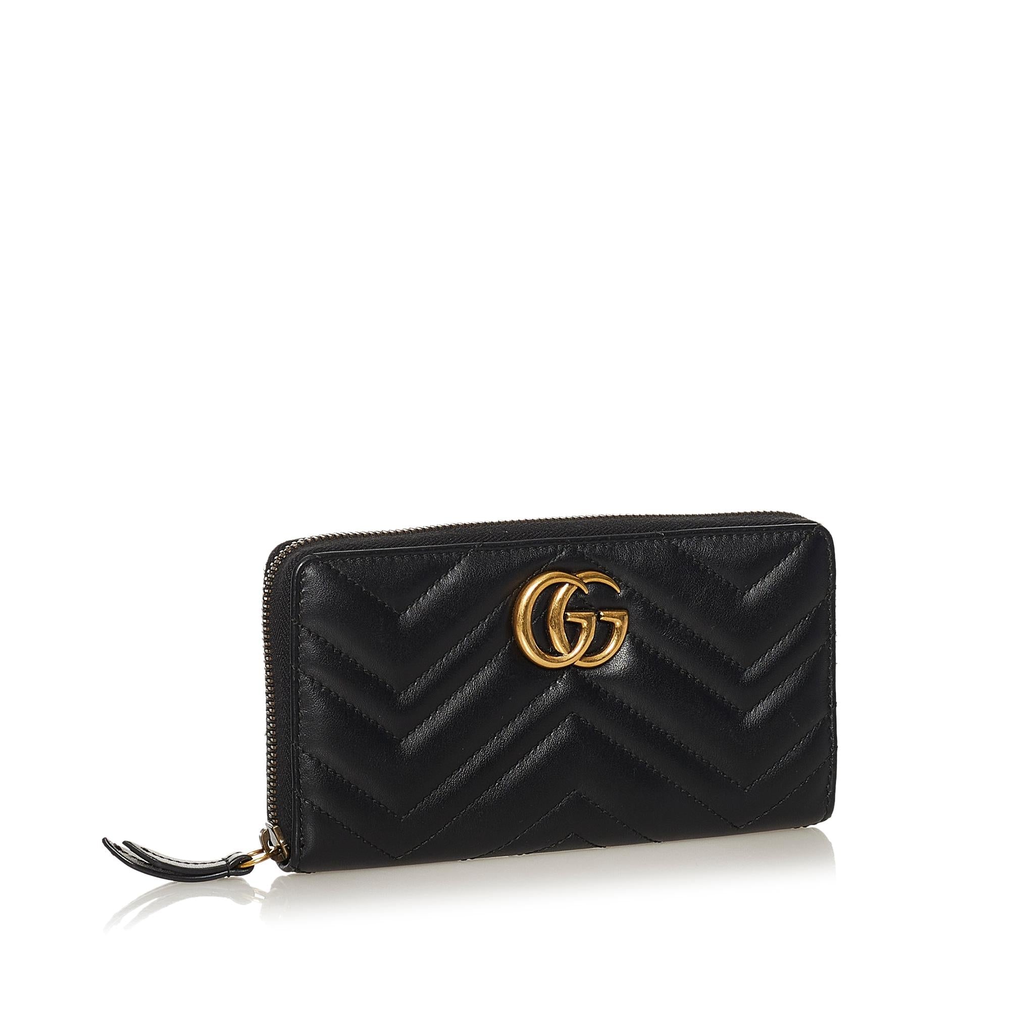 Gucci GG Marmont Matelasse Leather Zip Around Wallet (SHG-34459)