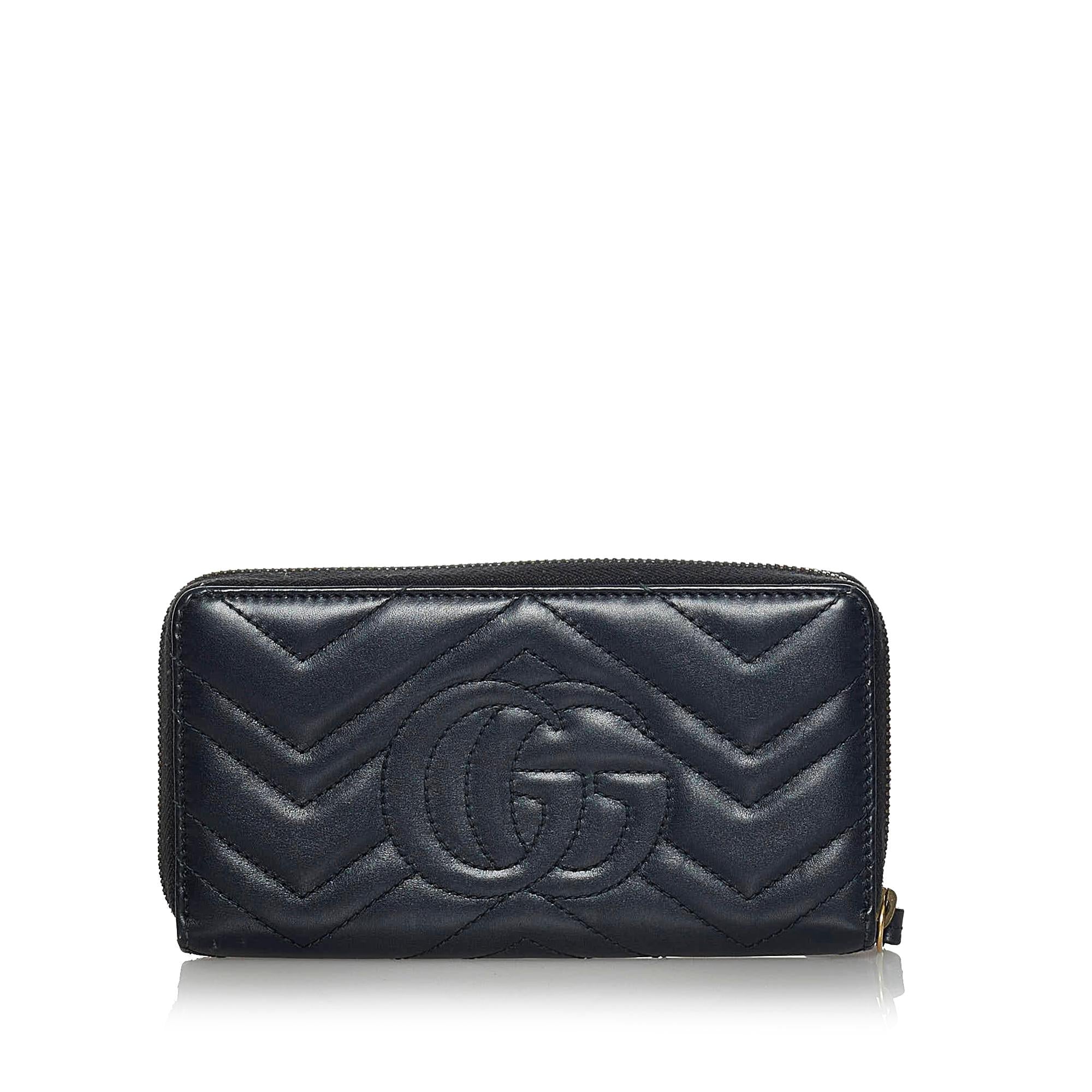 Gucci GG Marmont Matelasse Leather Zip Around Wallet (SHG-35055)