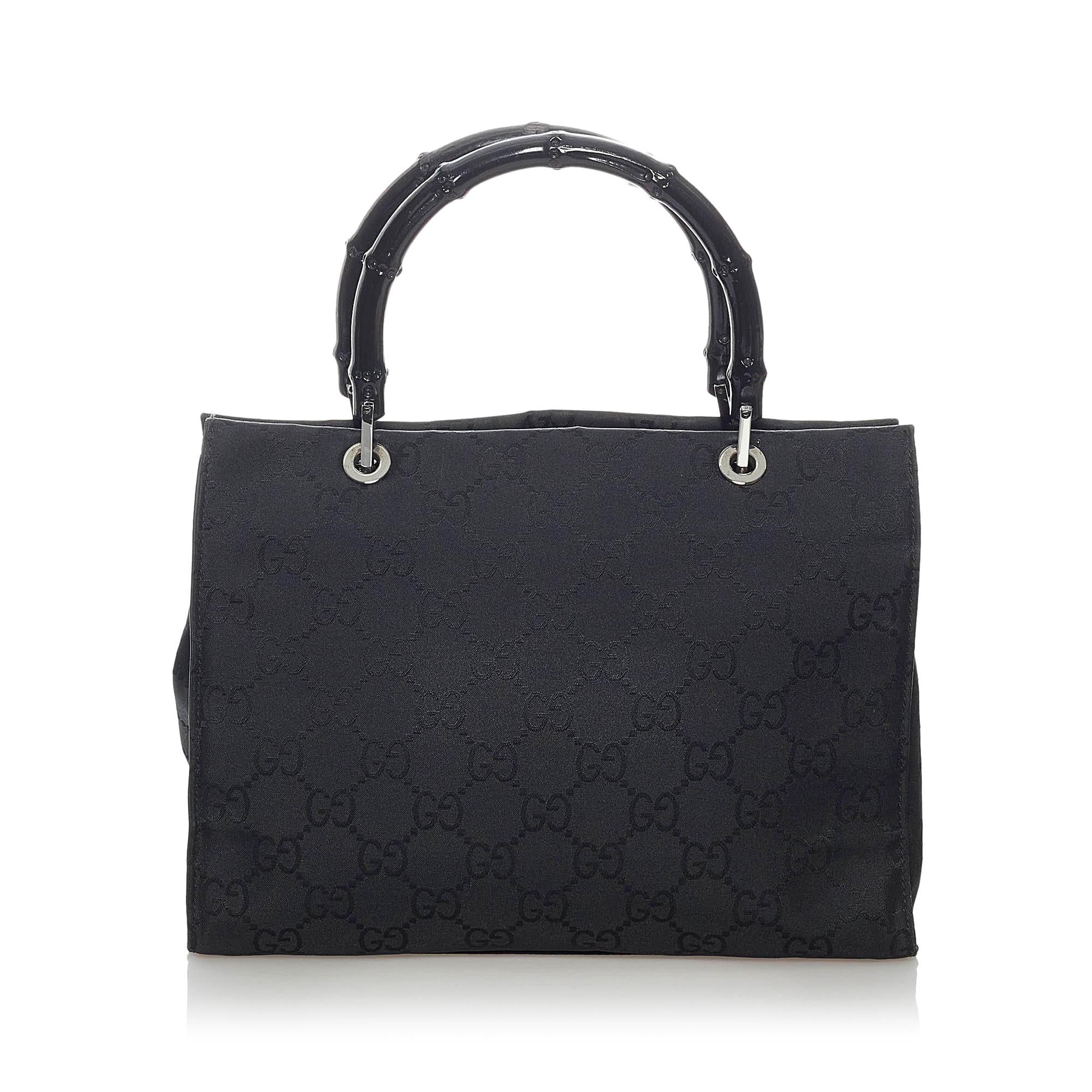 Gucci GG Nylon Bamboo Satchel (SHG-30579)