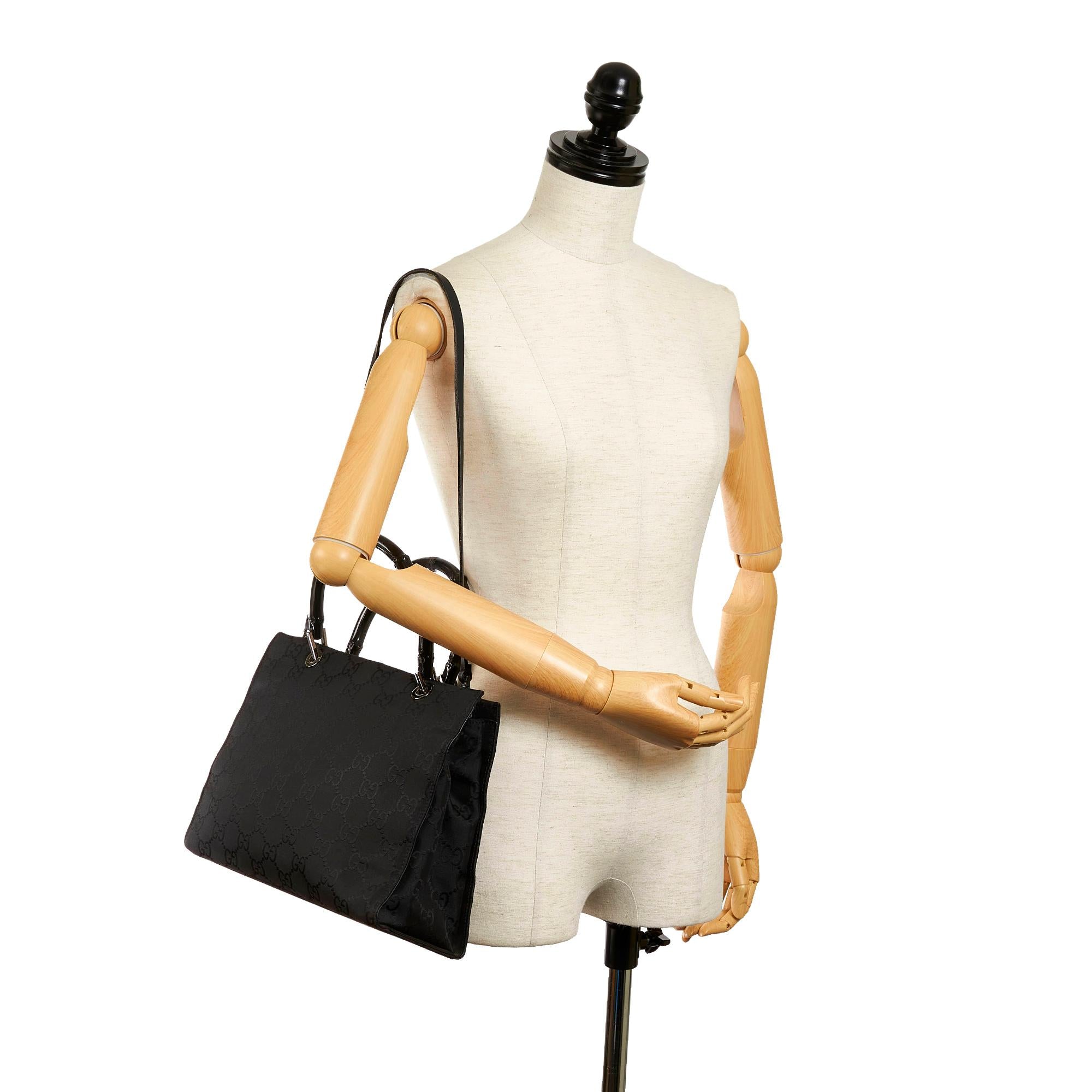 Gucci GG Nylon Bamboo Satchel (SHG-30579)