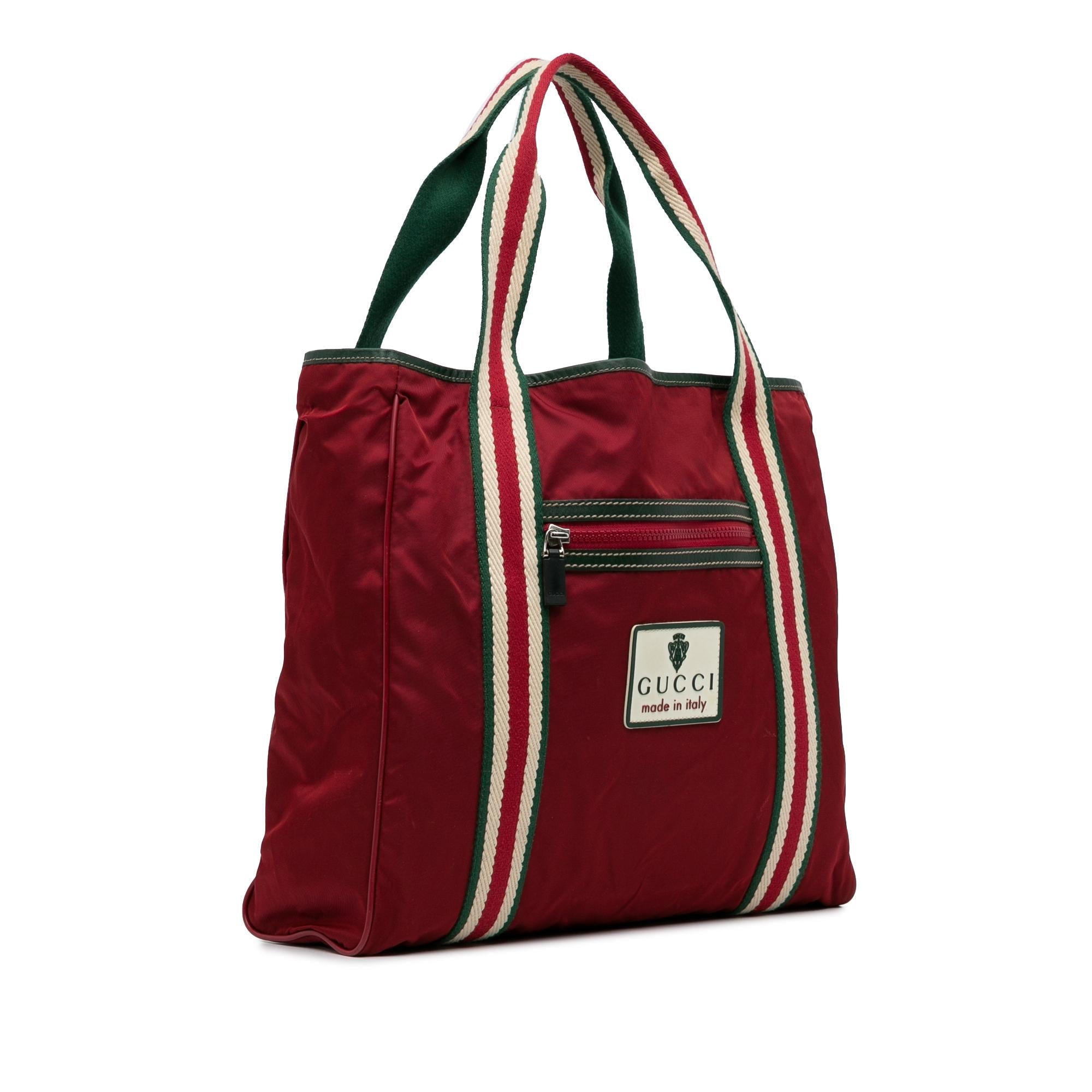 Gucci GG Nylon Crest Sherry Line Web Tote (SHG-Bio25q)