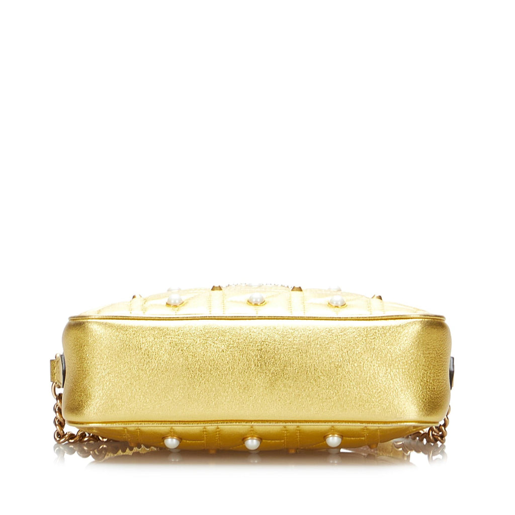 Gucci GG Pearl Studded Leather Marmont Crossbody Bag (SHG-xdcmNu)