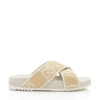 Gucci GG Raffia Leather Crisscross Slides - Size 9 / 39 (SHF-LVhJEw)