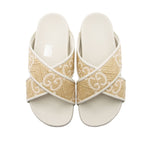 Gucci GG Raffia Leather Crisscross Slides - Size 9 / 39 (SHF-LVhJEw)