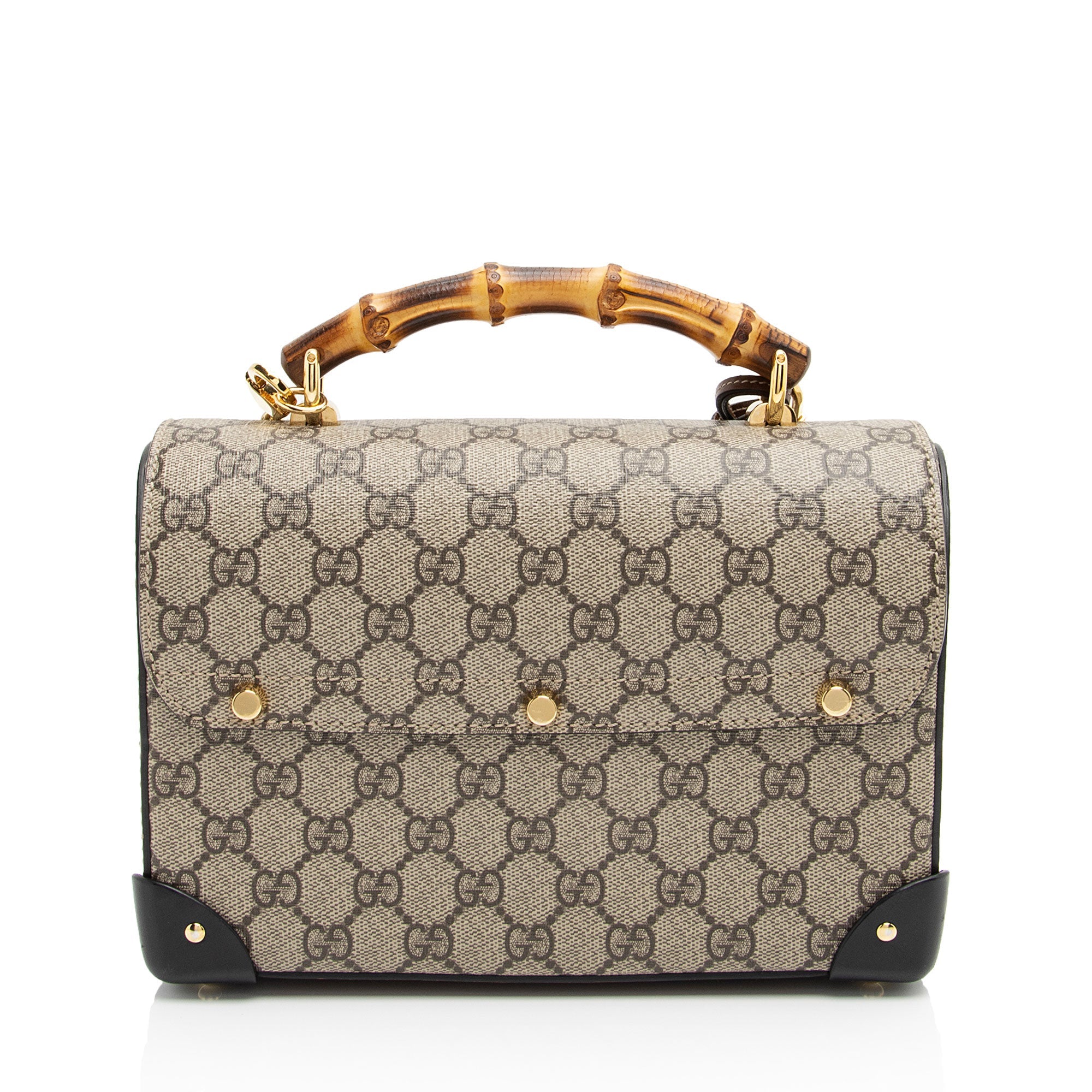 Gucci GG Supreme Bamboo Padlock Top Handle Shoulder Bag (SHF-Kwo5hy)