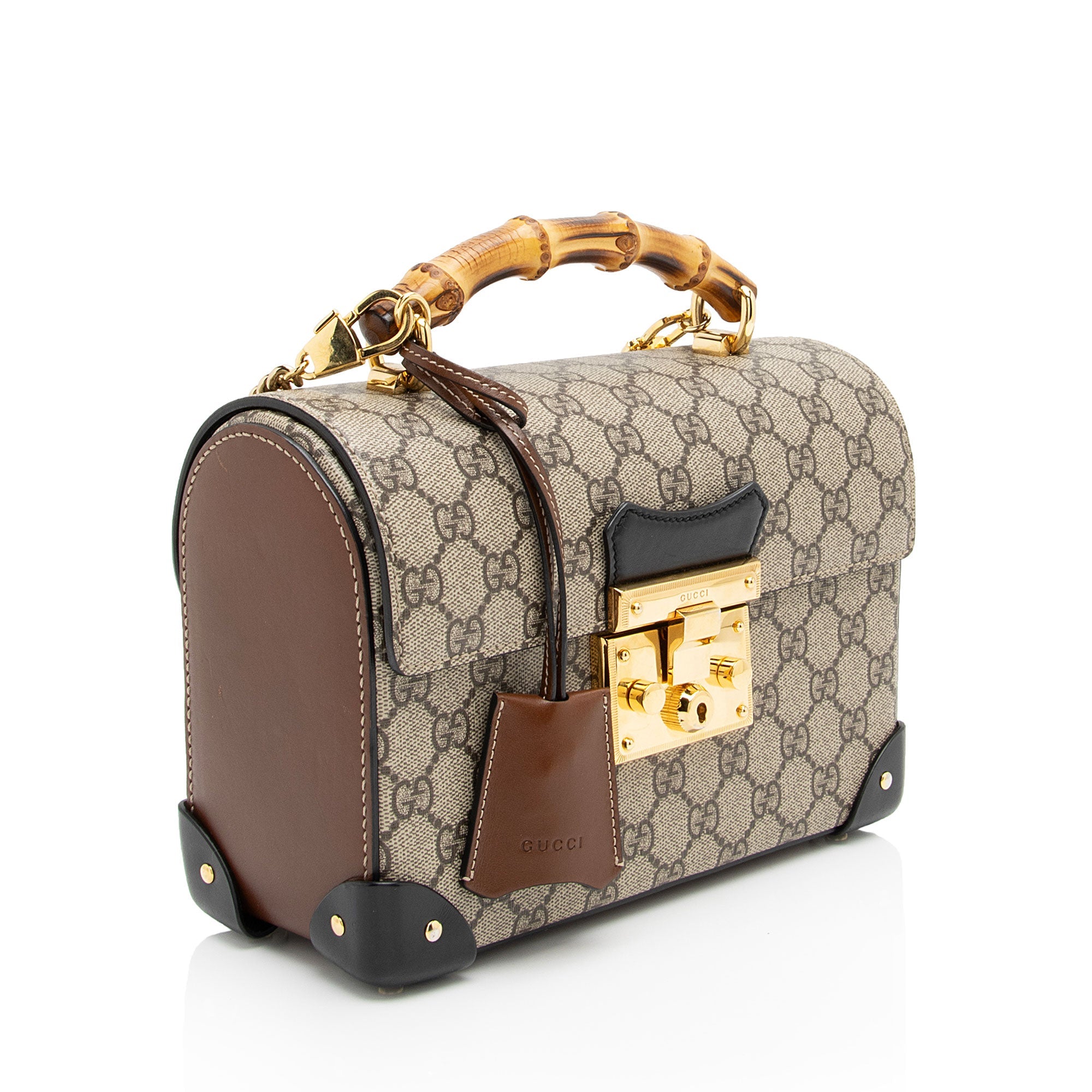Gucci GG Supreme Bamboo Padlock Top Handle Shoulder Bag (SHF-Kwo5hy)