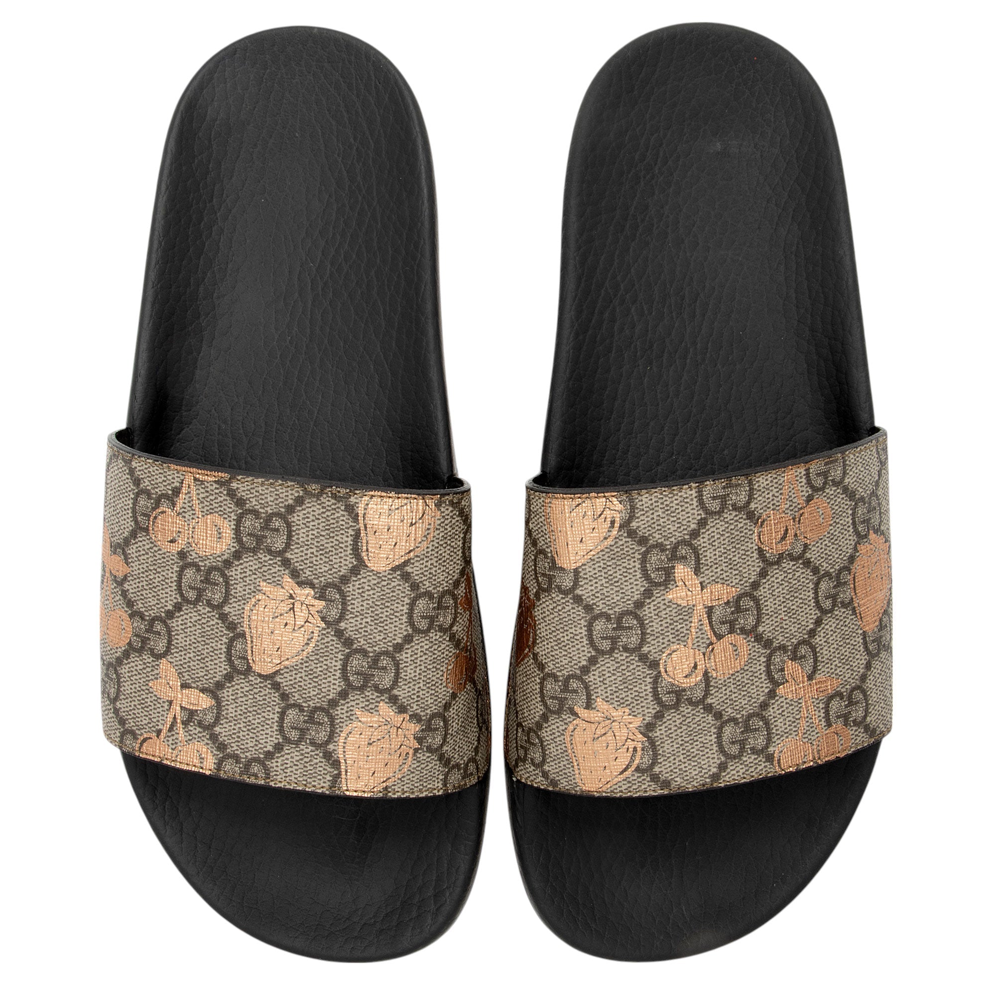 Gucci GG Supreme Berry Slide Sandals - Size 9 / 39