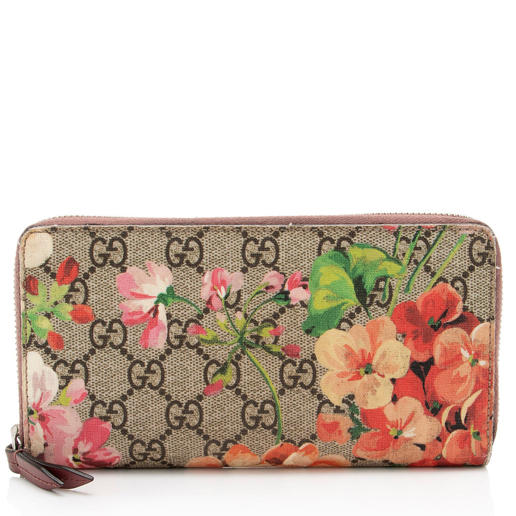 Gucci GG Supreme Blooms Zip Around Wallet (SHF-8w1PQp)
