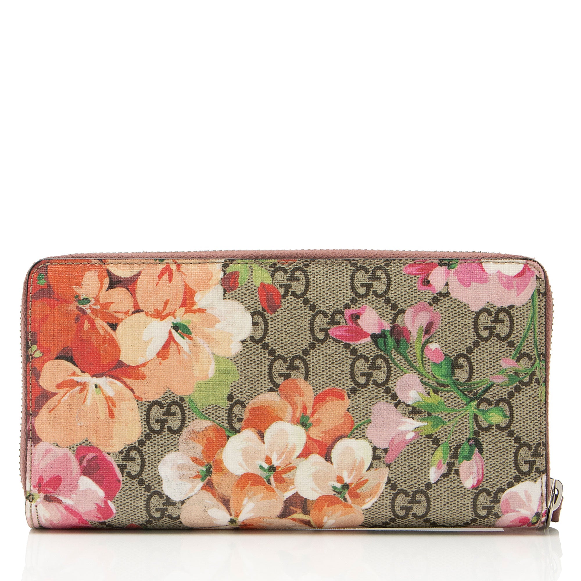 Gucci GG Supreme Blooms Zip Around Wallet