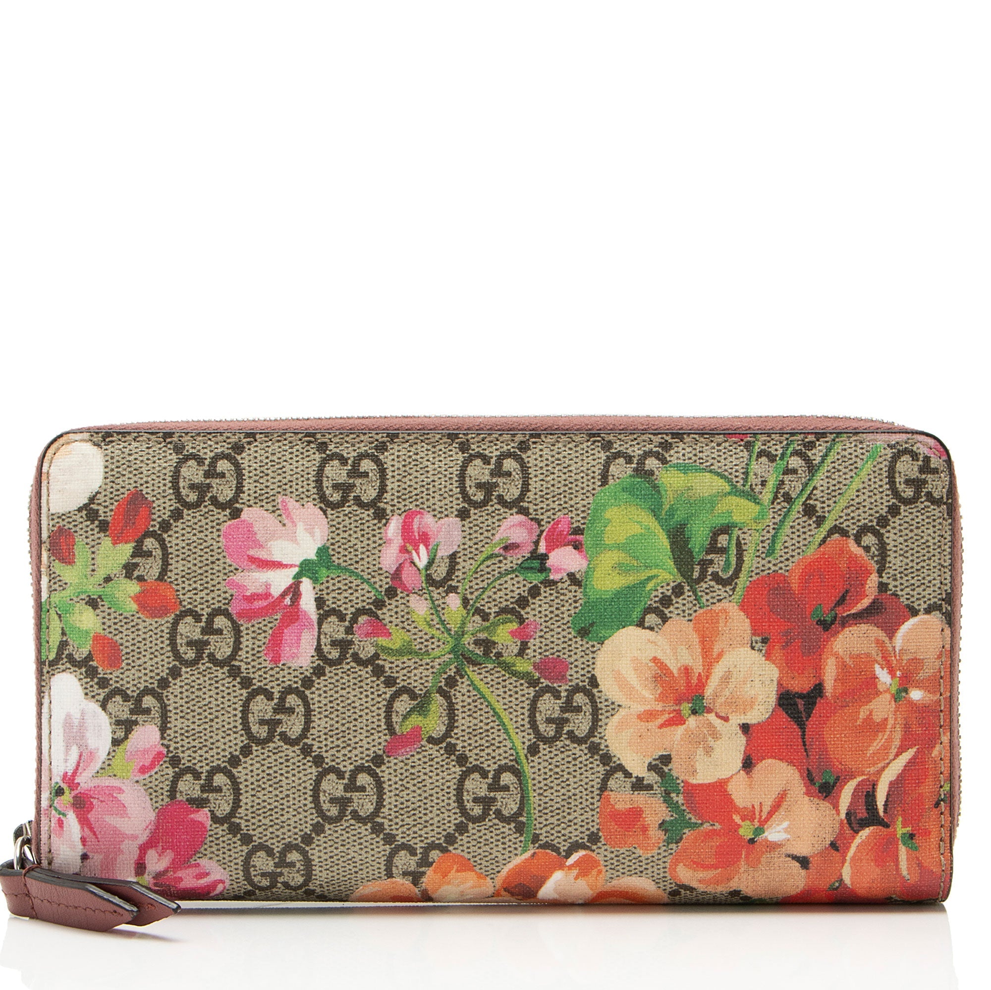 Gucci GG Supreme Blooms Zip Around Wallet