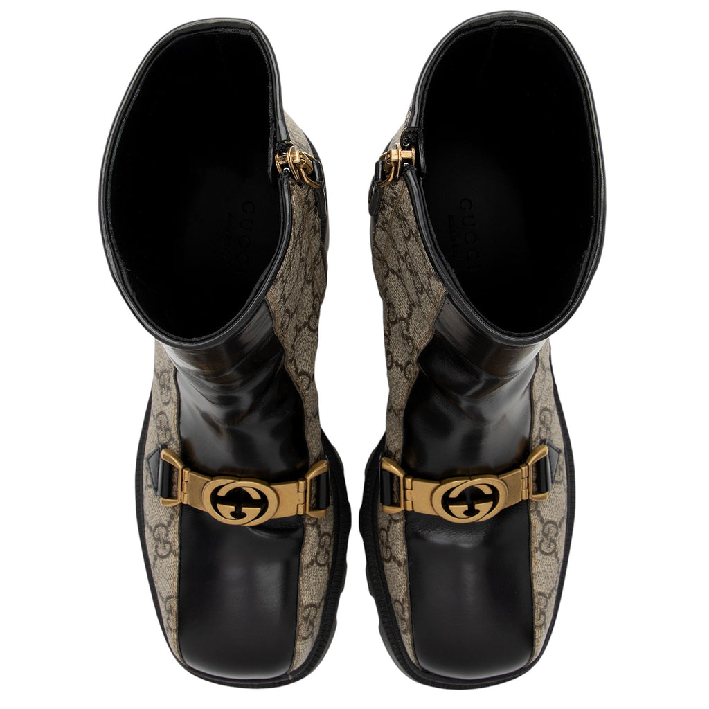 Gucci GG Supreme Calfskin Interlocking G Boots - Size 6 / 36