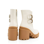 Gucci GG Supreme Calfskin Kensington Double Buckle Ankle Boots - Size 6 / 36 (SHF-A8qD9b)