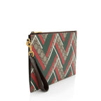 Gucci GG Supreme Chevron Zip Wristlet