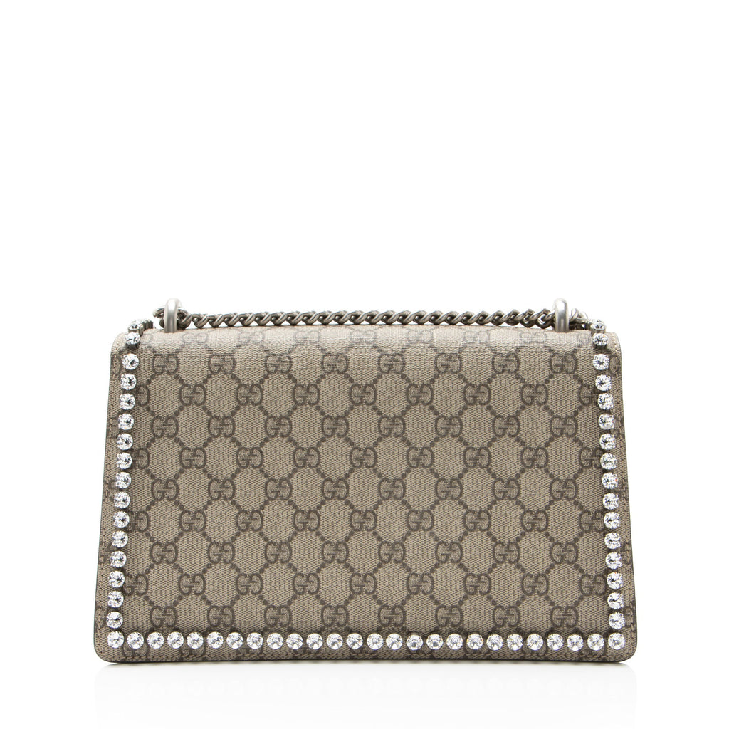 Gucci GG Supreme Crystal Embellished Bow Dionysus Medium Shoulder Bag