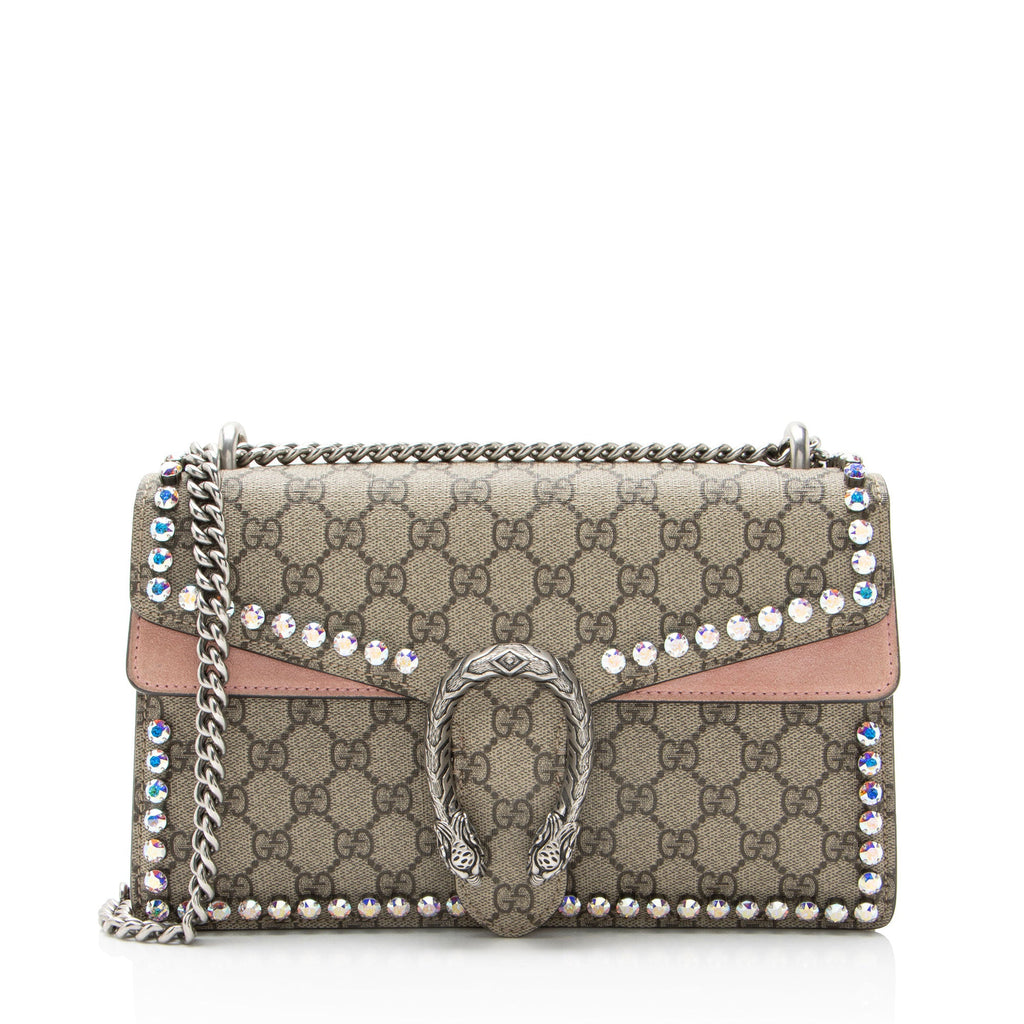 Gucci GG Supreme Crystal Studded Dionysus Medium Shoulder Bag