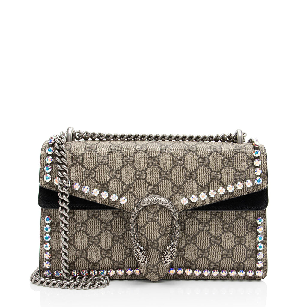 Gucci GG Supreme Crystal Studded Dionysus Medium Shoulder Bag