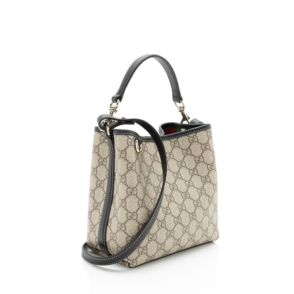 Gucci GG Supreme Emblem Small Bucket Bag