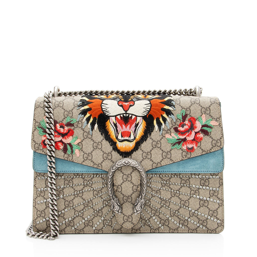 Gucci GG Supreme Embroidered Angry Cat Dionysus Medium Shoulder Bag