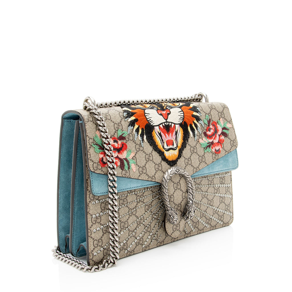 Gucci GG Supreme Embroidered Angry Cat Dionysus Medium Shoulder Bag