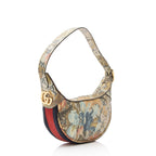 Gucci GG Supreme Flora Ophidia Half Moon Mini Hobo