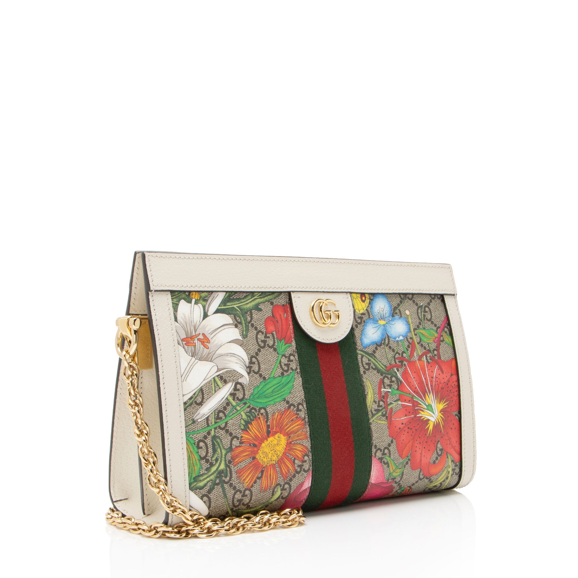 Gucci GG Supreme Flora Ophidia Medium Chain Shoulder Bag