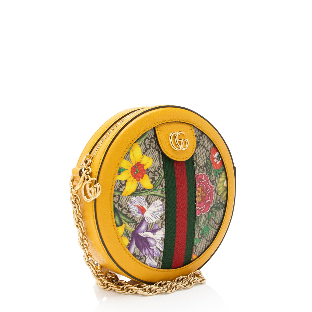 Gucci GG Supreme Flora Ophidia Round Mini Shoulder Bag