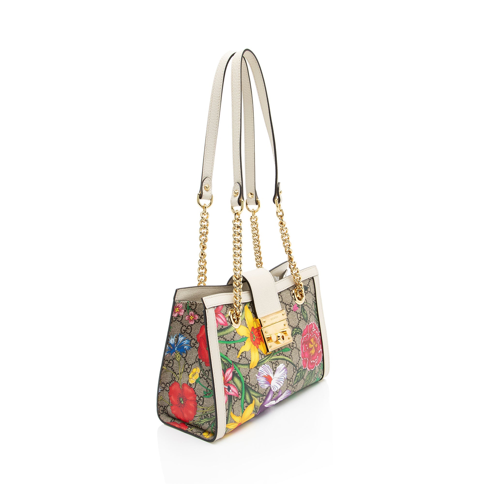 Gucci GG Supreme Flora Padlock Small Tote