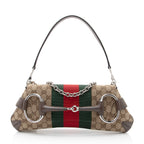 Gucci GG Supreme Horsebit Web Chain Shoulder Bag