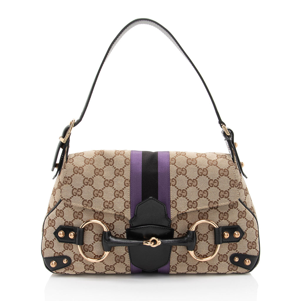 Gucci GG Supreme Horsebit Web Flap Bag (SHF-dZLqw3)