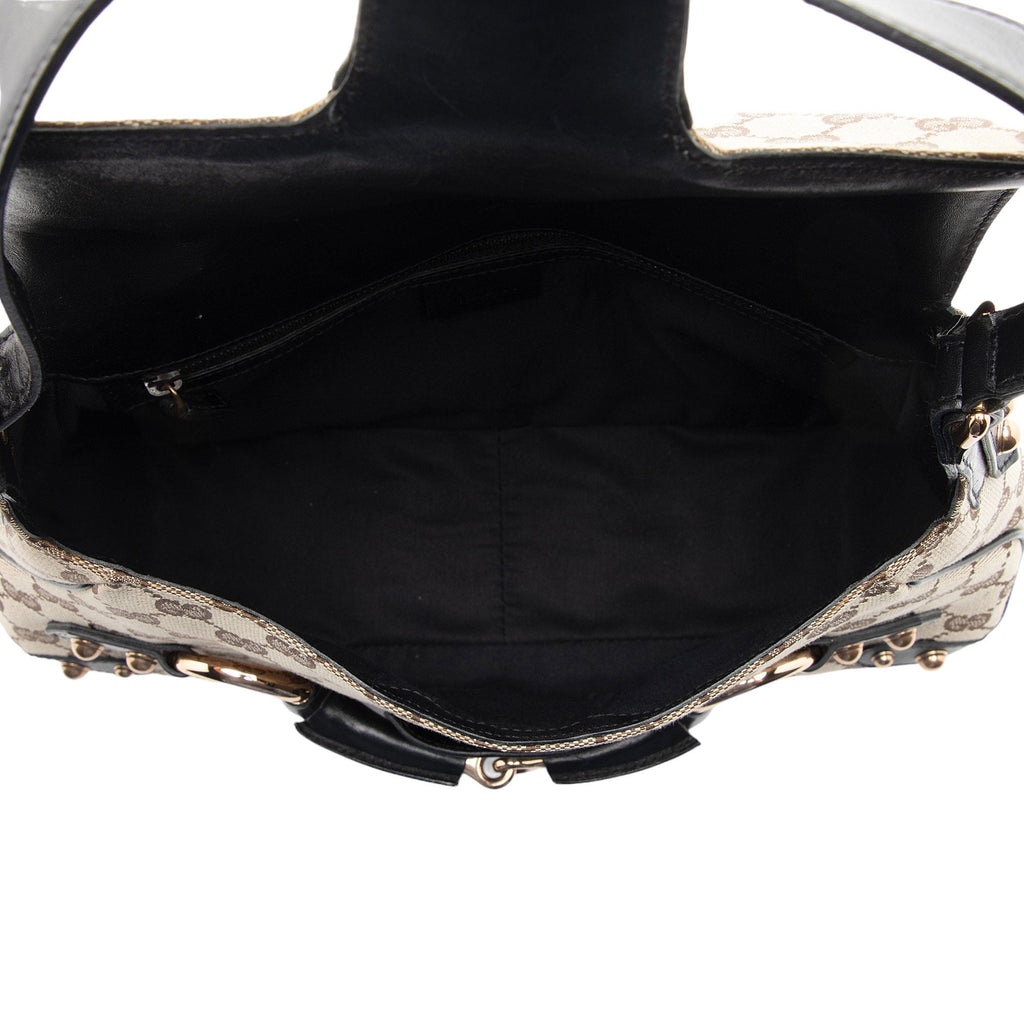 Gucci GG Supreme Horsebit Web Flap Bag (SHF-dZLqw3)