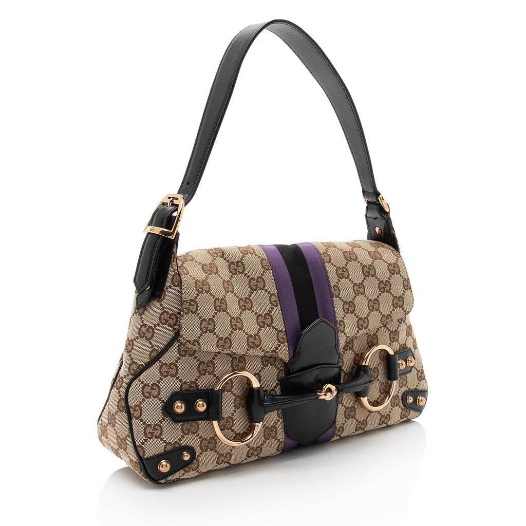 Gucci GG Supreme Horsebit Web Flap Bag (SHF-dZLqw3)