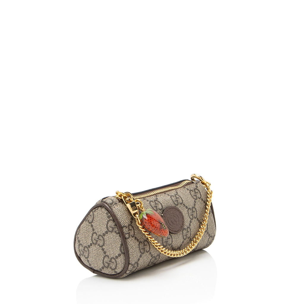 Gucci GG Supreme Interlocking G Strawberry Charm Coin Purse