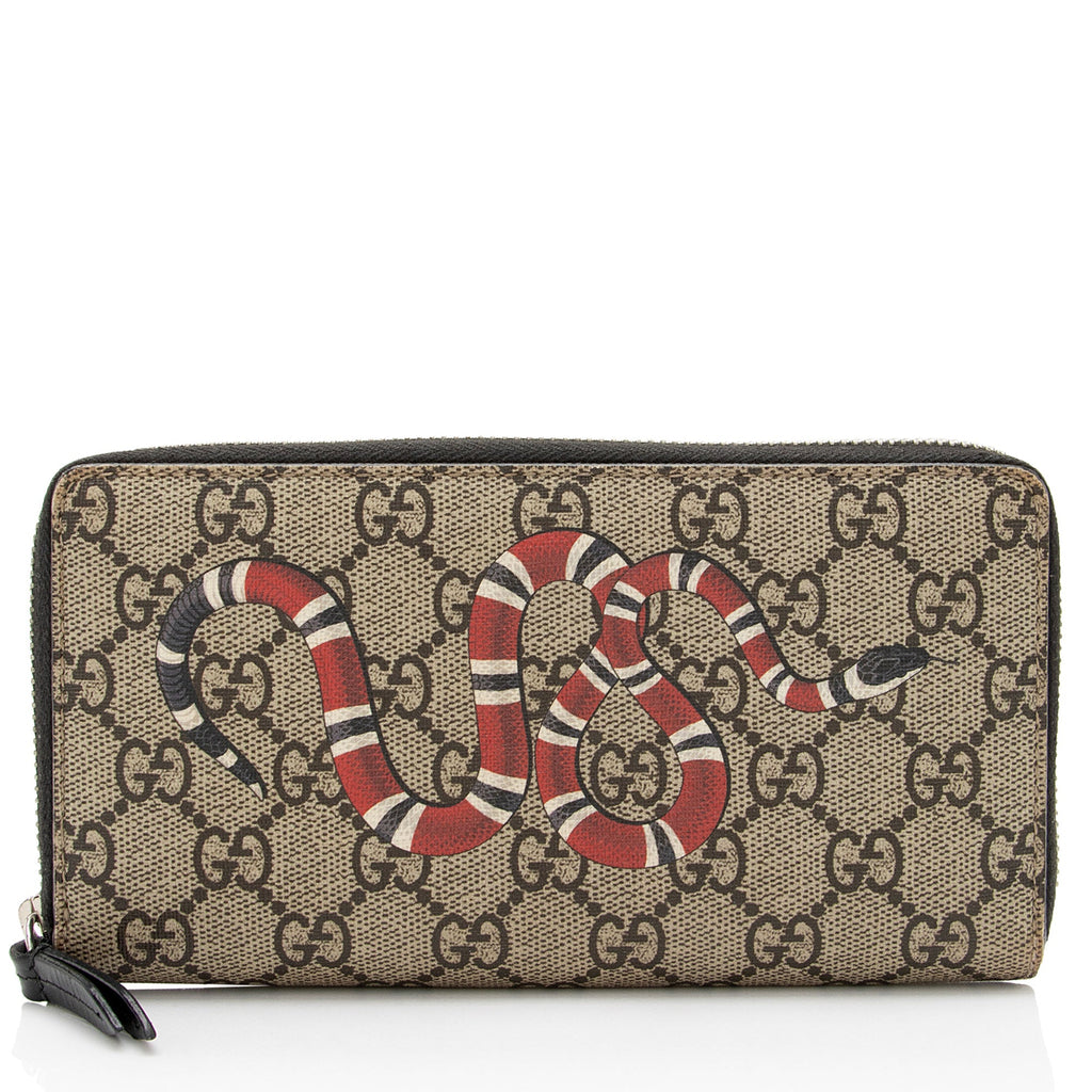 Gucci GG Supreme Kingsnake Zip Around Wallet (SHF-XF9siG)