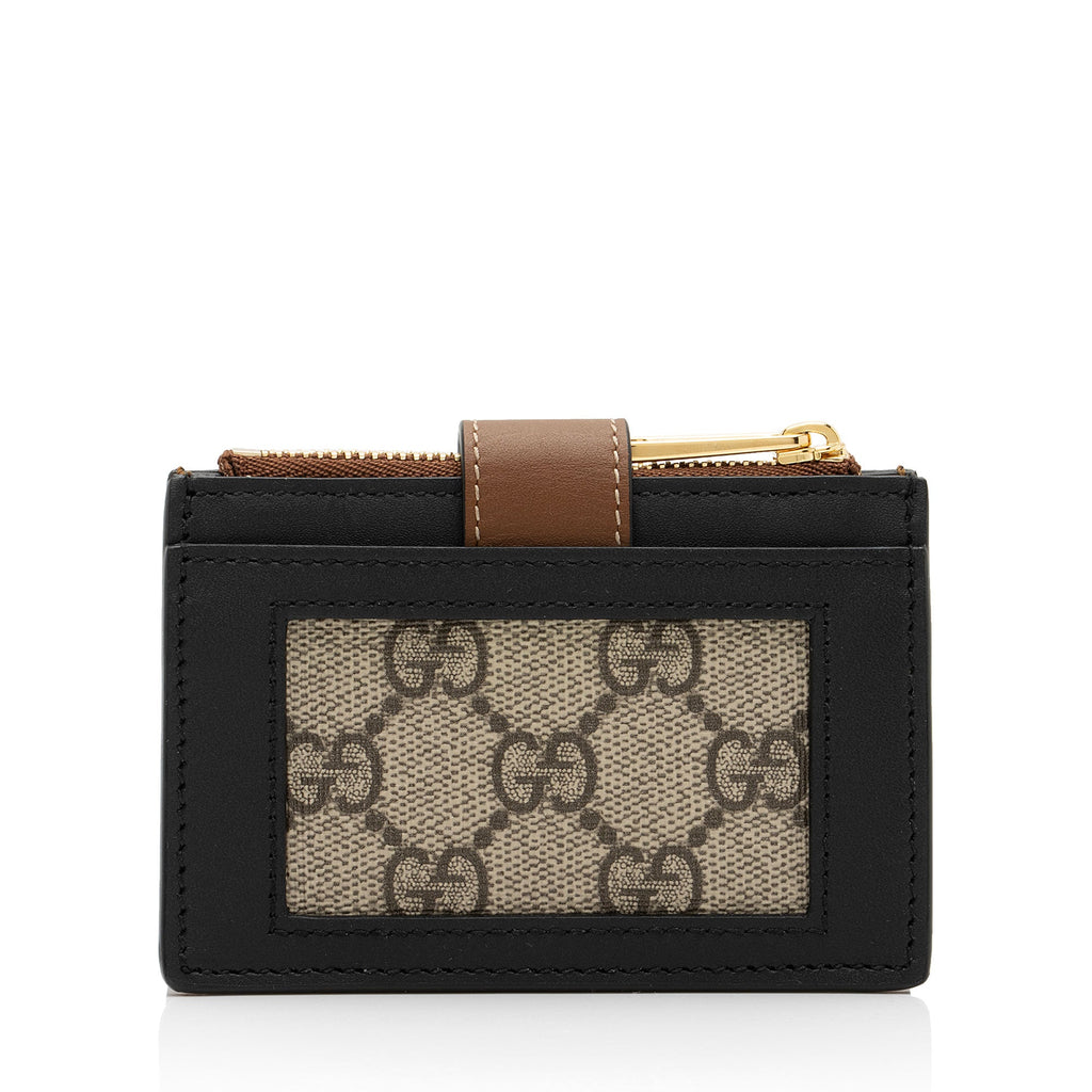 Gucci GG Supreme Leather Padlock Card Case Wallet (SHF-LgCvRN)