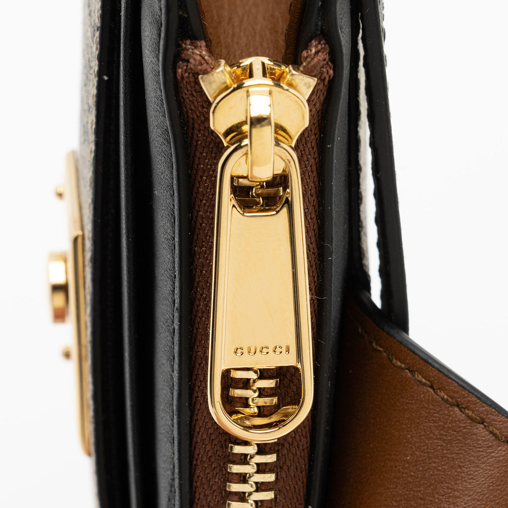 Gucci GG Supreme Leather Padlock Card Case Wallet (SHF-LgCvRN)