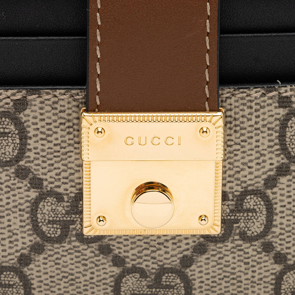 Gucci GG Supreme Leather Padlock Card Case Wallet (SHF-LgCvRN)