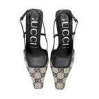 Gucci GG Canvas Crystal Slingback Pumps - Size 6 / 36