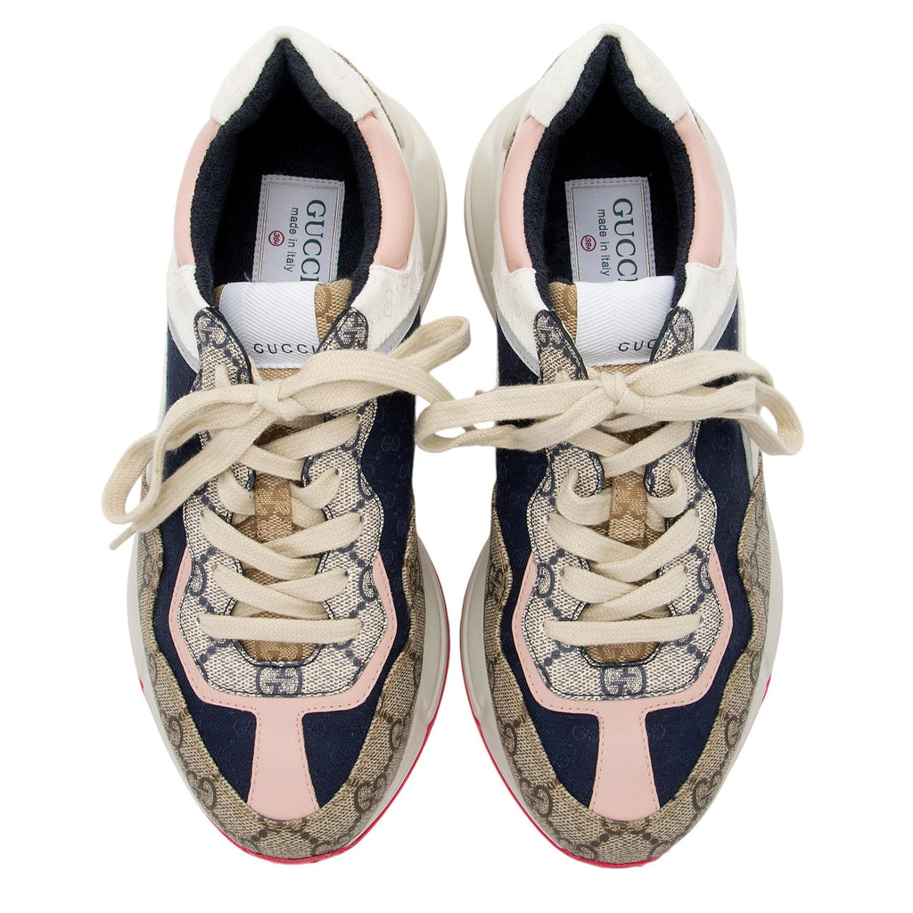 Gucci GG Supreme Mixed Fabric Rhyton Sneakers - Size 8.5 / 38.5 (SHF-PQZk8i)