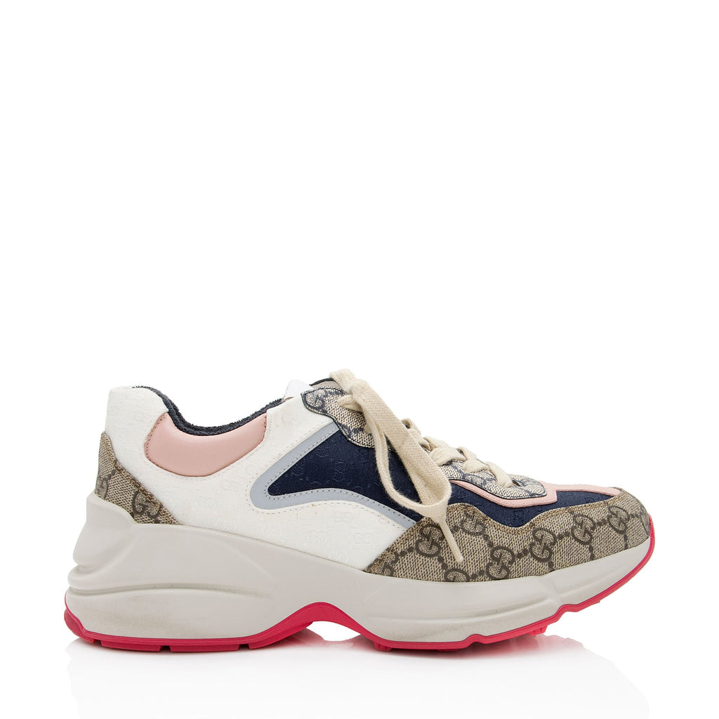 Gucci GG Supreme Mixed Fabric Rhyton Sneakers - Size 8.5 / 38.5 (SHF-PQZk8i)