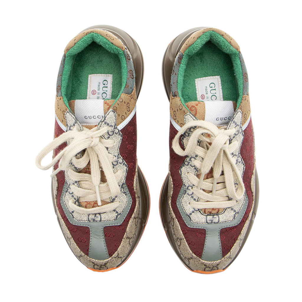 Gucci GG Supreme Mixed Fabric Rhyton Sneakers - Size 9 / 39 - FINAL SALE