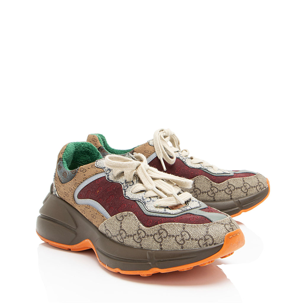 Gucci GG Supreme Mixed Fabric Rhyton Sneakers - Size 9 / 39 - FINAL SALE